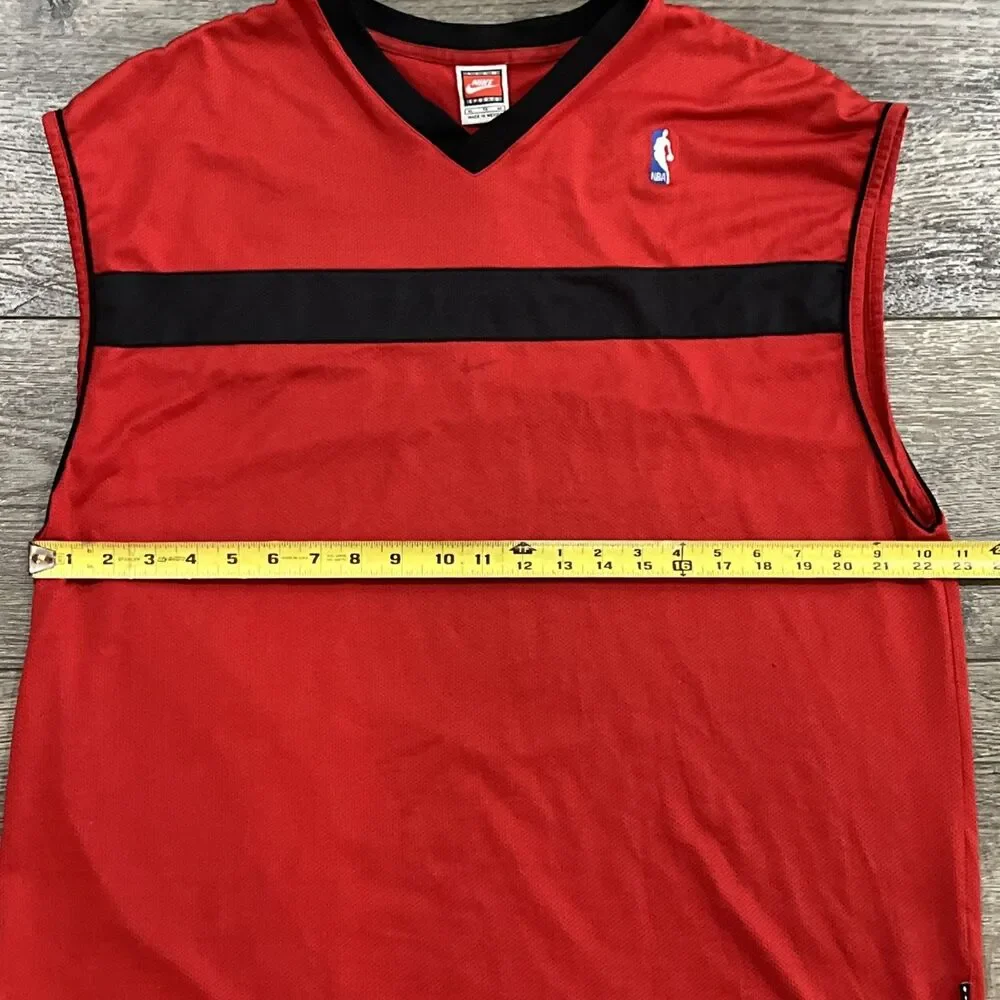Vintage 90s Nike NBA Authentics Basketball Jersey Red Black Team Sports Men's XL
